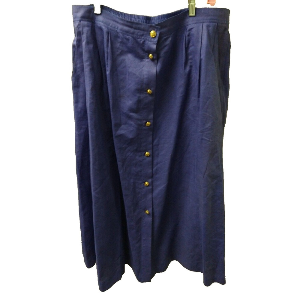 SK & Company II Purple Midi Skirt Plus 20W Gold Crown buttons Modest Royalty